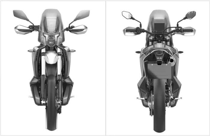 A patent image for the Kove 350 Rally motorcycle