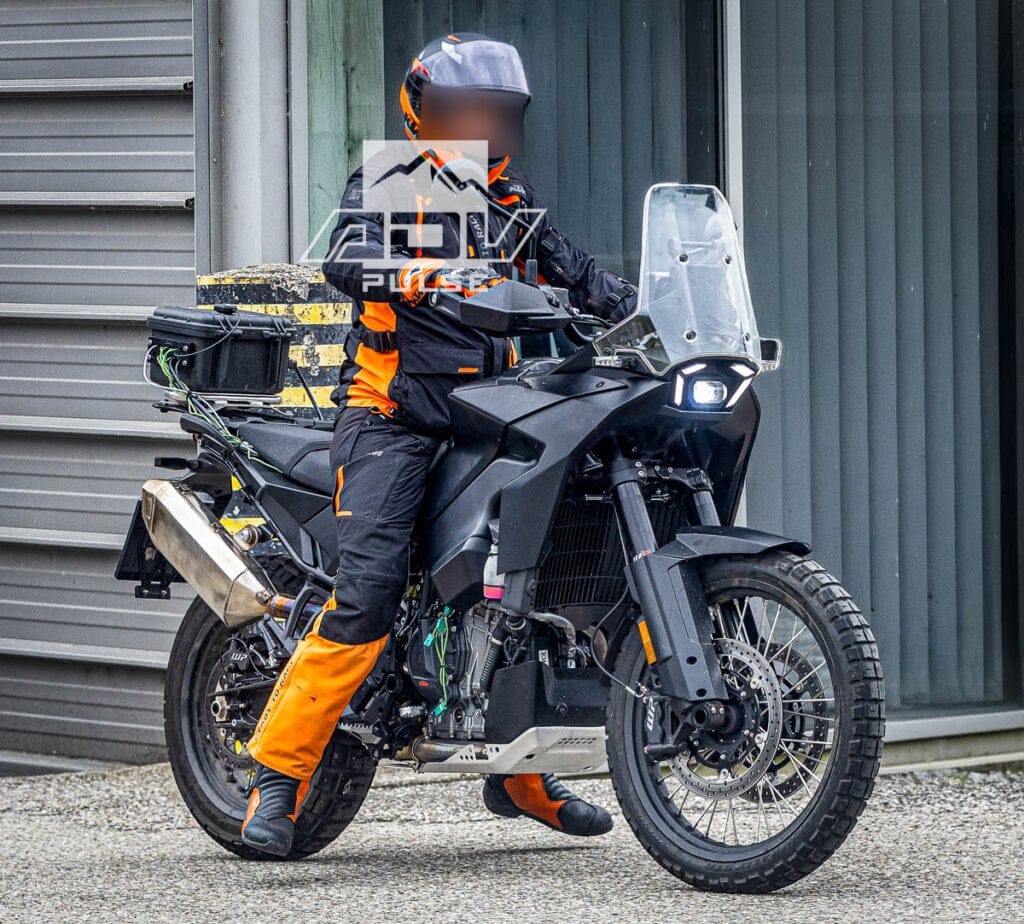 Next-generation KTM 790 Adventure prototype, cockpit and front detail