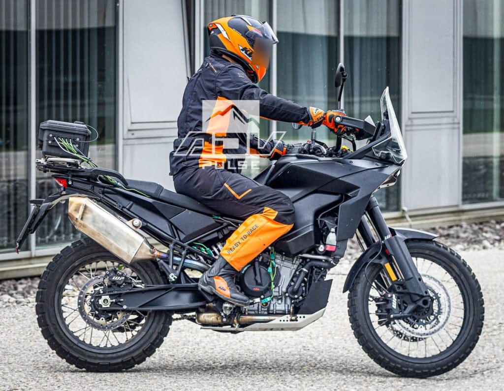 Next-generation KTM 790 Adventure prototype, rear three-quarter view