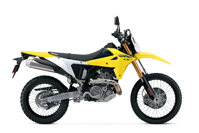 2027 Suzuki DR-Z4S dual-sport, now $1,000 cheaper with a new blacked-out finish