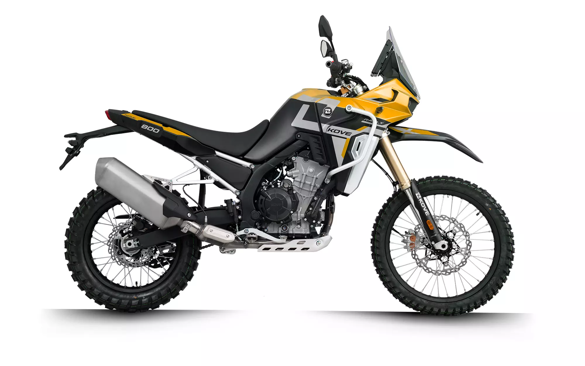 Kove 800X Rally adventure motorcycle, factory rally livery