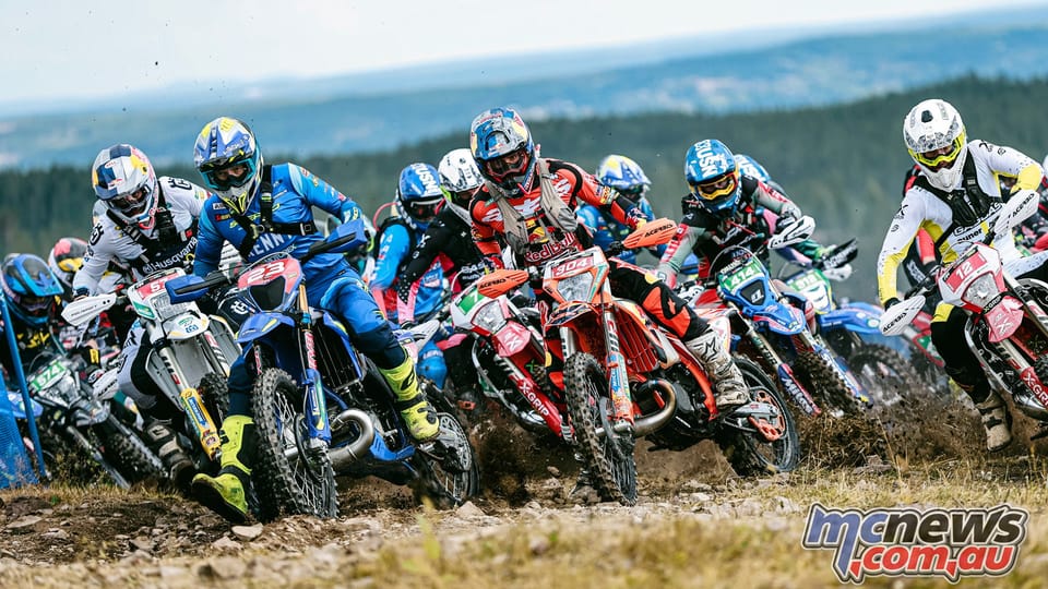 Manuel Lettenbichler riding his KTM through a rocky Swedish forest section at the 2026 Forza Orza hard enduro