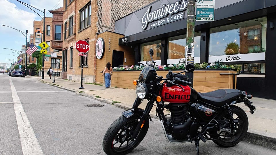 Royal Enfield motorcycle parked on a city street