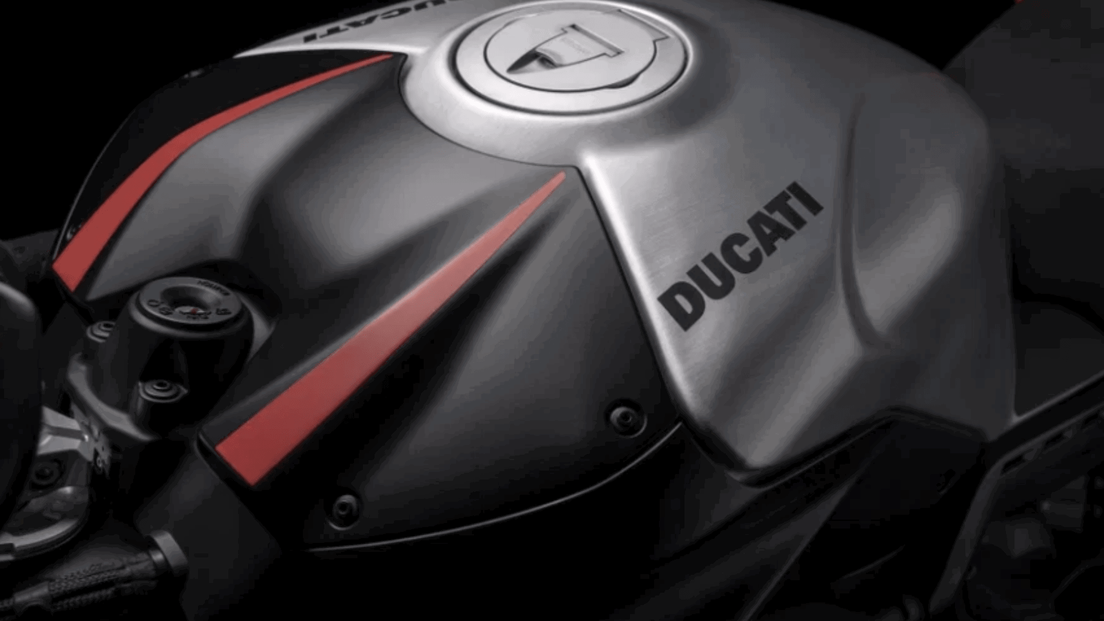 Ducati Panigale V4 series superbike in red livery, studio photo