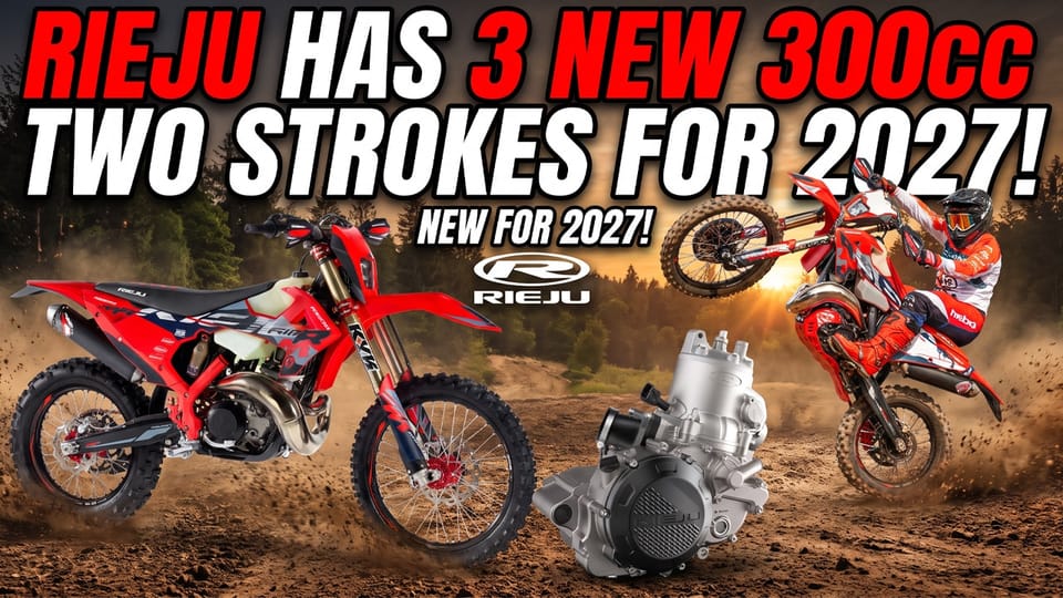 2027 Rieju MR 300i range, three off-road motorcycles lined up